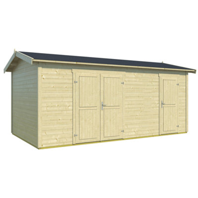 Lasita Maja Lasita Osland Tuvalu Xl Storage Shed Two Rooms - 5M X 3M - 28mm Wall Logs-32141 