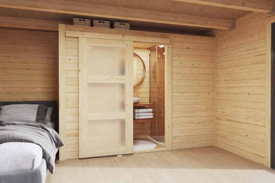 Lasita Maja Internal Room Kit M-Log Cabin, Wooden Garden Room, Timber Summerhouse, Home Office - H205 Cm