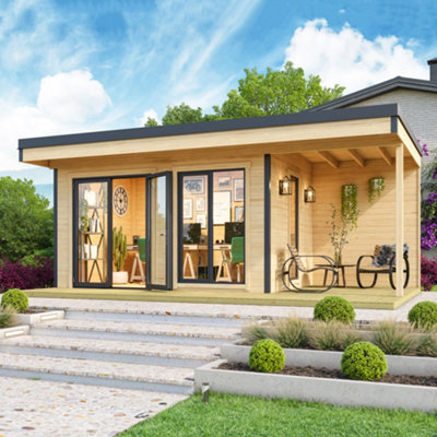 Lasita Maja Lasita Domeo 7 Garden Summer House - 6.05M X 3.9M - Modern Garden Office Double Glazed-32164 