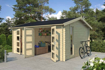 Lasita Maja Carroz 2-Log Cabin, Wooden Garden Room, Timber Summerhouse, Home Office - L496 X W403.4 X H250.8 Cm