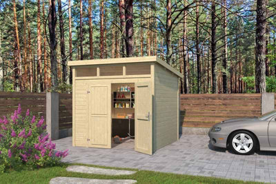 Lasita Maja Lasita Osland Kibo 3 Storage Shed With Skylight - 2.5M X 2.5M - 28mm Wall Logs