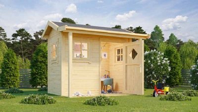 Lasita Maja Pingo-Log Cabin, Wooden Garden Room, Timber Summerhouse, Home Office - L230 X W189.4 X H188.1 Cm