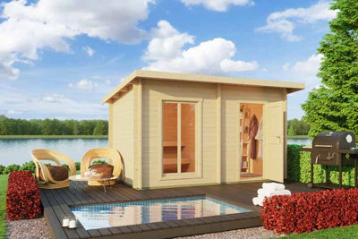 Lasita Maja Lasita Sundborn Garden Room Office - 4M X 2.2M - Pent Log Cabin With Double Glazing