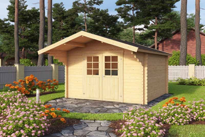 Lasita Maja Lasita Osland Viljandi 34 Log Cabin With Roof Overhang Canopy - 3M X 3M - 34mm Wall Logs