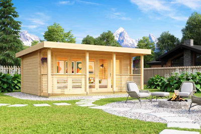 Lasita Maja Liverpool 1-Log Cabin, Wooden Garden Room, Timber Summerhouse, Home Office - L610 X W460 X H231.2 Cm