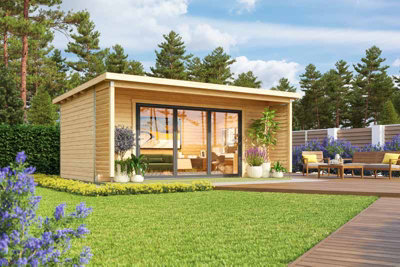 Lasita Maja Liverpool 3-Log Cabin, Wooden Garden Room, Timber Summerhouse, Home Office - L580 X W430 X H239.4 Cm