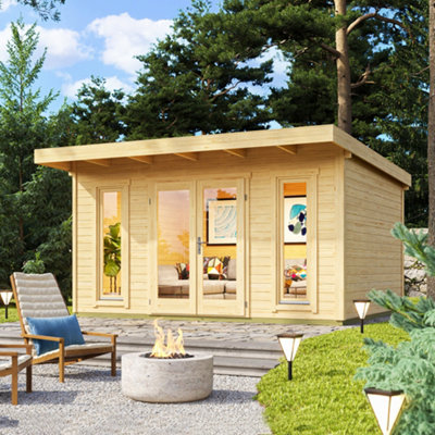 B&Q -  Sicily 14.1M X 3.5M44mm Wall Logs