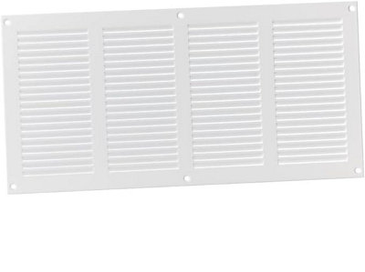 White Metal Air Vent Grille 400mm X 200mm With Fly Screen from B&Q