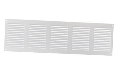 White Metal Air Vent Grille 500mm X 150mm With Fly Screen from B&Q