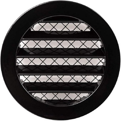Air Vent Cover 125mm / 5" Round Soffit VentLouvered Ventilation Grille With MeshAluminum Black