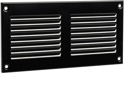Black Metal Air Vent Grille 200mm X 100mm With Fly Screen from B&Q