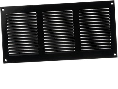 Black Metal Air Vent Grille 300mm X 150mm With Fly Screen from B&Q