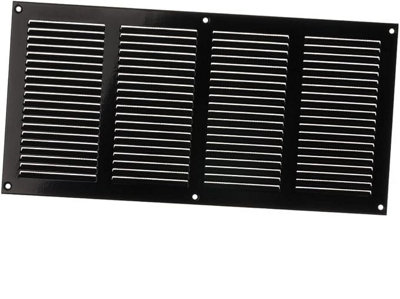 Black Metal Air Vent Grille 400mm X 200mm With Fly Screen from B&Q