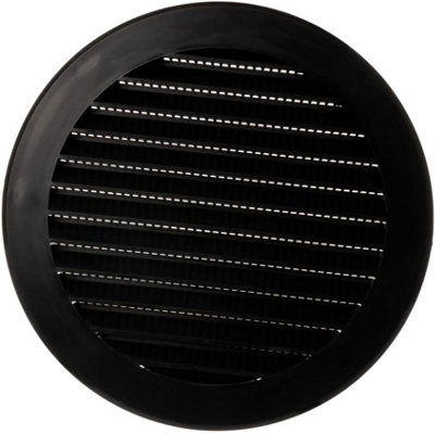 Black Round Air Vent Grille 125mm With Flange And Fly Screen from B&Q