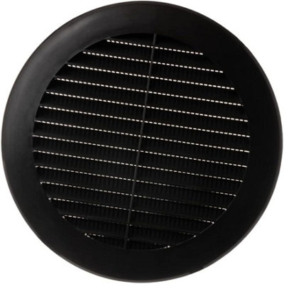 Black Air Vent Grille 150mm With Flange And Fly Screen from B&Q