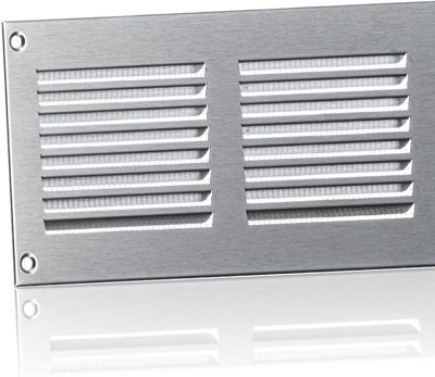 Stainless Steel Air Vent Grille 300mm X 100mm With Fly Screen from B&Q