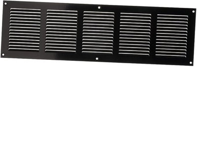 Black Metal Air Vent Grille 500mm X 150mmwith With Fly Screen from B&Q