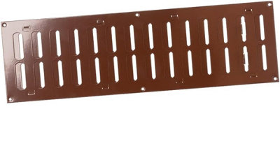 Brown Metal Air Vent Grille 500mm X 150mm With Shutter Flat Louvre Duct Cover from B&Q