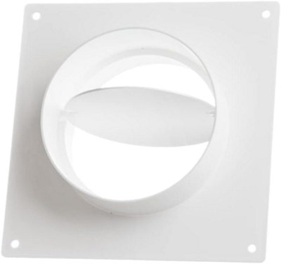 Duct Straight Connector With Damper & Wall Plate 125mm / 5''  With Spigots & Back Draught Shutter from B&Q