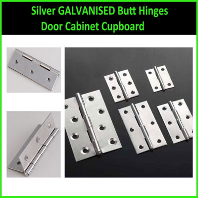 Silver Galvanised Butt Hinges Door Cabinet Cupboard Size: Length 55mm Width 35mm (Pack Of: 2) from B&Q