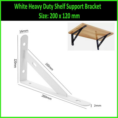 White  Shelf Supports Brackets Size: 200 X 120mm (Two Brackets) from B&Q