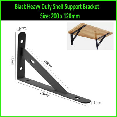 Black  Shelf Supports Bracket Size: 200 X 120mm (Two Bracket) from B&Q