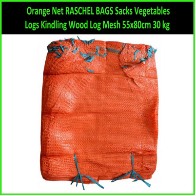  - Orange Net Raschel Bag Sacks Vegetables Logs Kindling Wood Log Mesh 55X80Cm Up To 30Kg (1-Sample)