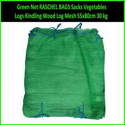  - Green Net Raschel Bag Sacks Vegetables Logs Kindling Wood Log Mesh 55X80Cm Up To 30Kg (Pack Of: 100)