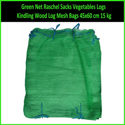  - Green Net Raschel Bags Sacks Vegetables Logs Kindling Wood Log Mesh 45X60Cm 15Kg (Pack Of: 500)