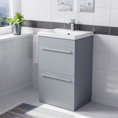 B&Q -  500mm Freestanding Matte Grey 2 Drawers Basin Vanity Cabinet