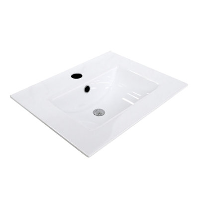 B&Q -  500mm Modern White Slim Ceramic Inset Basin