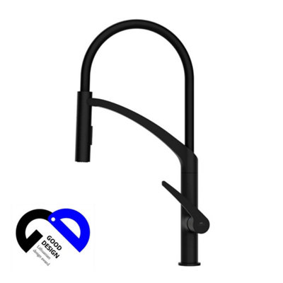 Hommix Rubineta Ultima-50 Black Silicon Neck Pull Out Kitchen Mixer from B&Q