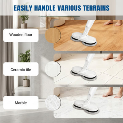 B&Q Cordless Electric Spin Mop Rechargeable Motorised Floor & Wall Cleaner With 4 Mop Pads, 35Db Quiet Operation For Home Cleaning