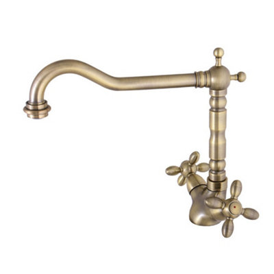 Hommix Rubineta Venezia-33 Brushed Brass Classic Kitchen Mixer from B&Q