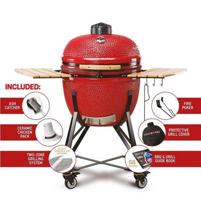 Kamado Bono Limited 25 Ceramic Charcoal Bbq Grill  Red  Professional Kamado Grill For RestaurantsBars & Large Gatherings from B&Q