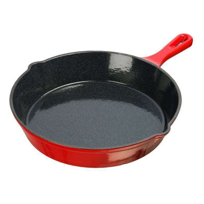 Grandfeu Red Enamelled Cast Iron Frying Pan25Cm  Stylish And Practical Cookware For SteaksFishPancakesAnd More from B&Q