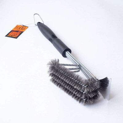 Texas Club 44Cm Stainless Steel Grill Brush With Scraper - Durable And Comfortable, Ideal For Grill Cleaning
