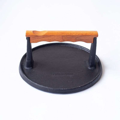 Texas Club Cast Iron Grill Press With Hardwood HandleEnhance Your Grilling Experience from B&Q