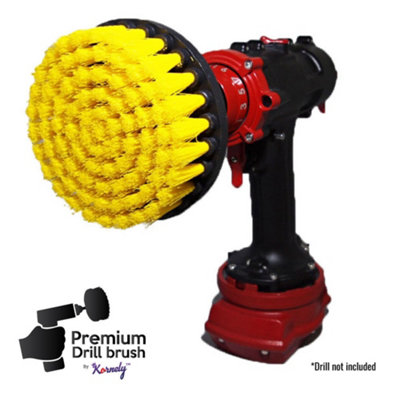 Kornely Premium Drill Brush ProfessionalMedium-Soft 13Cm Yellow Scratch-Free Cleaning Brush For TileGroutBathtubShower from B&Q