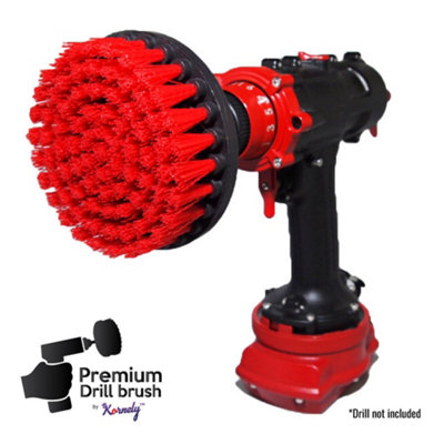 Kornely Premium Drill Brush-Stiff 13Cm RedScratch-Free Brush For BricksDeckingGarden ToolsLawn Mowers,bicycles,pool,boats from B&Q