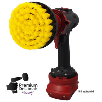 Kornely Premium Drill Brush ProfessionalMedium-Soft 10Cm Yellow  Scratch-Free Cleaning Brush For TileGroutBathtubShower from B&Q