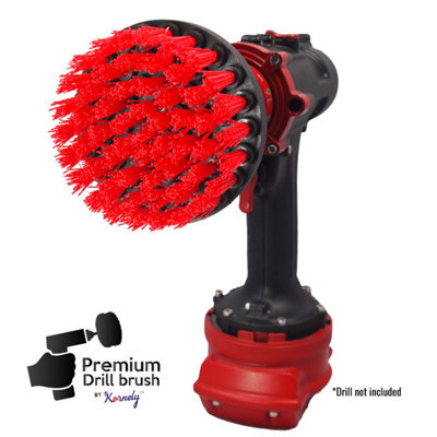 Kornely Premium Drill Brush-Stiff 10Cm RedScratch-Free Brush For BricksDeckingGarden ToolsLawn Mowers,bicycles,pool,boats from B&Q