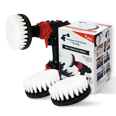 Kornely Premium Drill Brush-Extra-Soft 13Cm 3Pcs Set. Scratch-Free Brush For CarpetUpholsteryLeatherGlass And Car Interior from B&Q