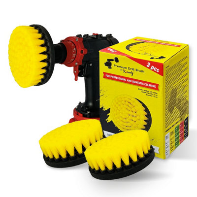 Kornely Premium Drill Brush-Medium-Soft 13Cm Yellow 3Pcs Set. Scratch-Free Brush For Tile,grout,bathtub,shower,fibreglass,ceramic from B&Q