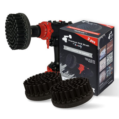 Kornely Premium Drill Brush Professional-Ultra-Stiff Black 3Pcs KitScratch-Free Heavy-Duty Cleaning ConcreteBrickStone,rust from B&Q