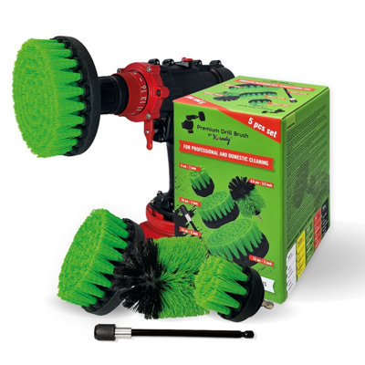 Kornely Premium Drill Brush-Medium-Stiff Green 5Pcs Set. Scratch-Free Kitchen Brush For OvensHobsWorktops,tiles,cookware from B&Q
