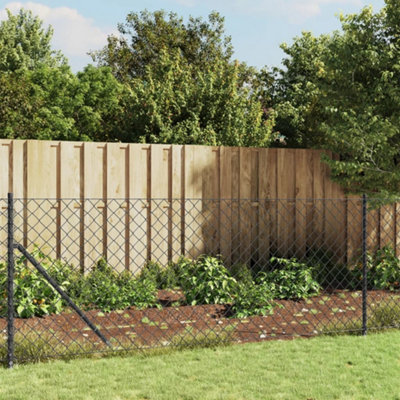 Berkfield Chain Link Fence With Spike Anchors Anthracite 0.8X25 M from B&Q