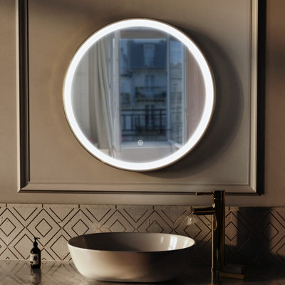 Nes Home Touch Sensor Bathroom Led Mirror Demister 600mm Brushed Brass from B&Q