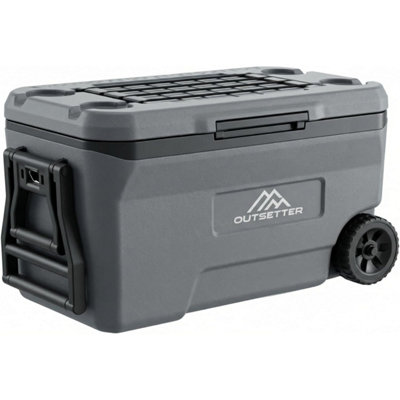 47L Cool Box with Ice Block Heavy-Duty Insulated Hard Cooler