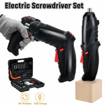 47PCS Cordless Electric Screwdriver Rechargeable Drill Driver Bit Set